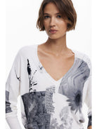 Desigual Maglione sottile collage Donna Bianco 25WWJF15 1000 DESIGUAL