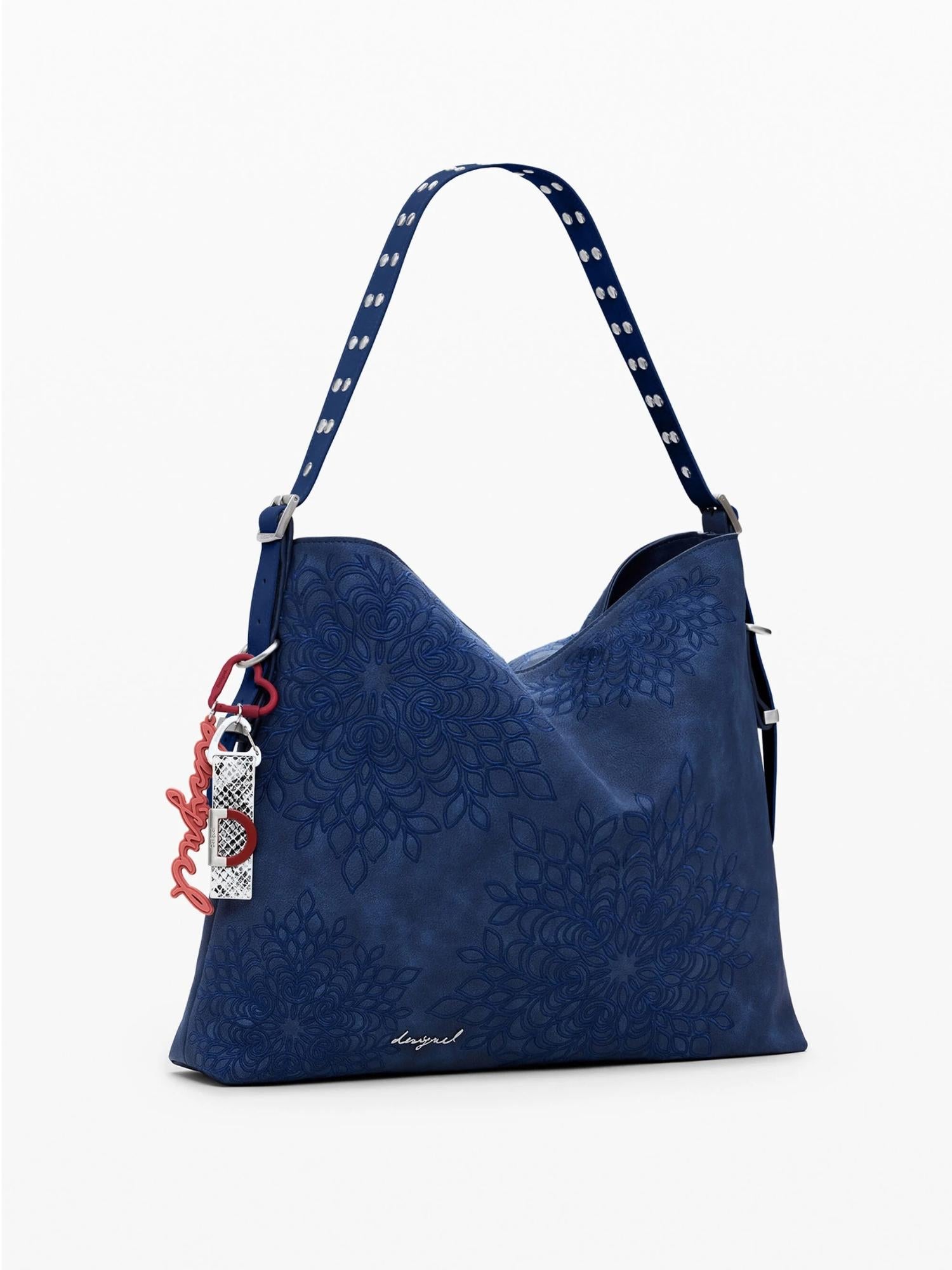 Desigual Borsa a spalla media con rilievo mandala Donna Blu 25WAXPBB 5031 DESIGUAL