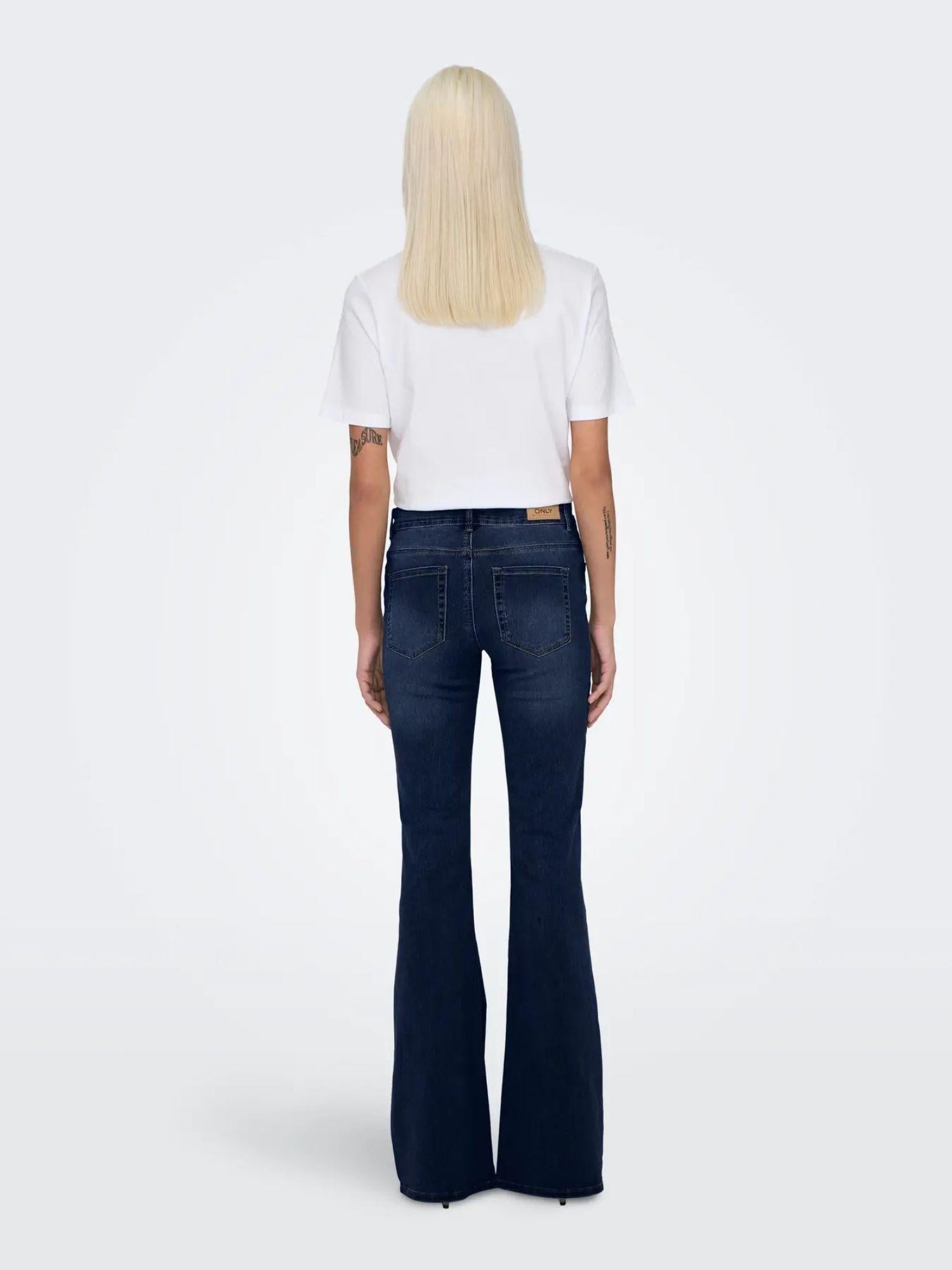 Only ONLREESE Jeans Flared Fit Donna Dark Blue Denim 15309845 Dark Blue Denim ONLY
