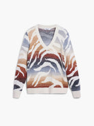 Desigual Maglione zebrato con scollo a V Donna Bianco 25WWJF21 1011 DESIGUAL