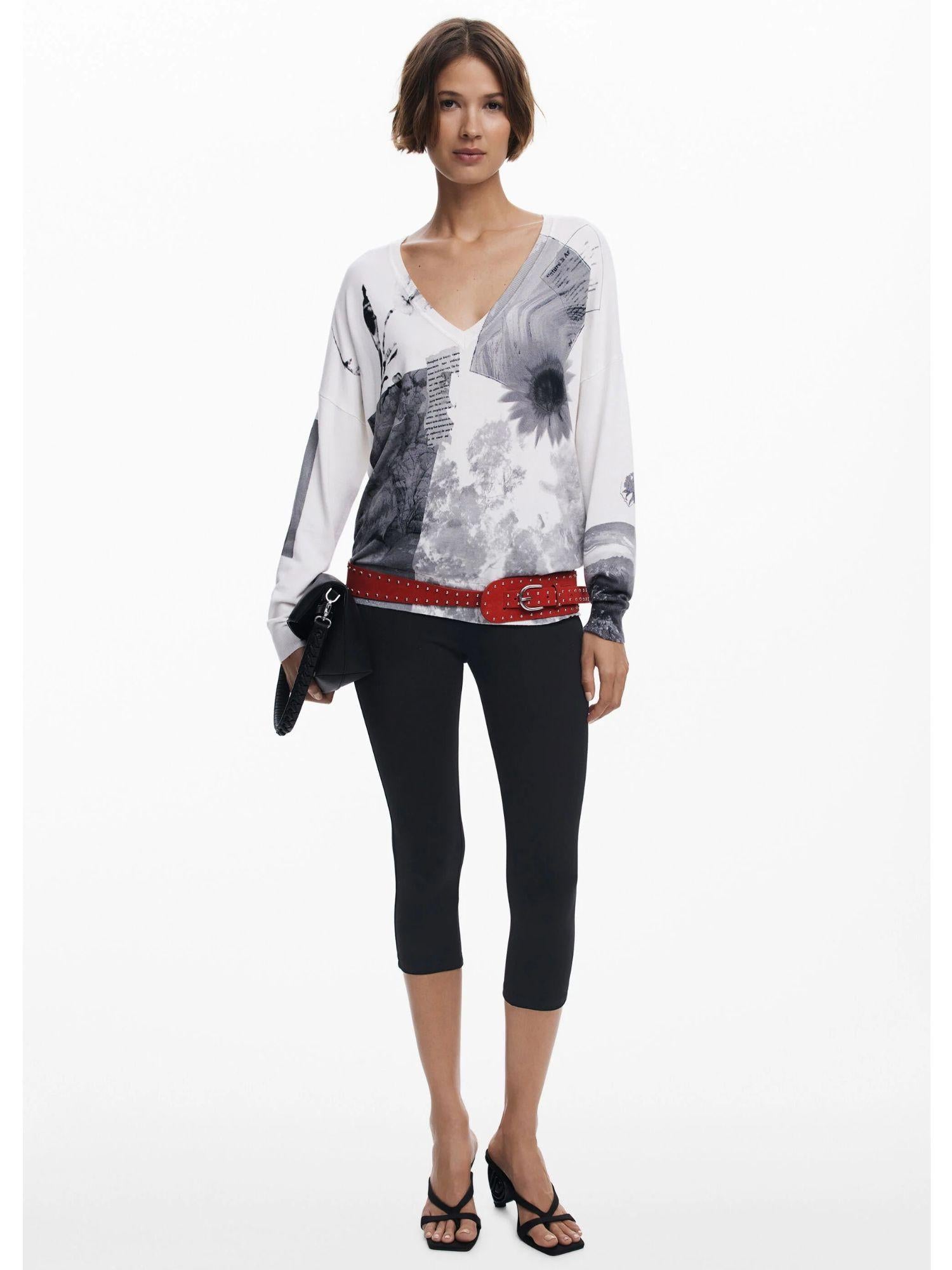 Desigual Maglione sottile collage Donna Bianco 25WWJF15 1000 DESIGUAL