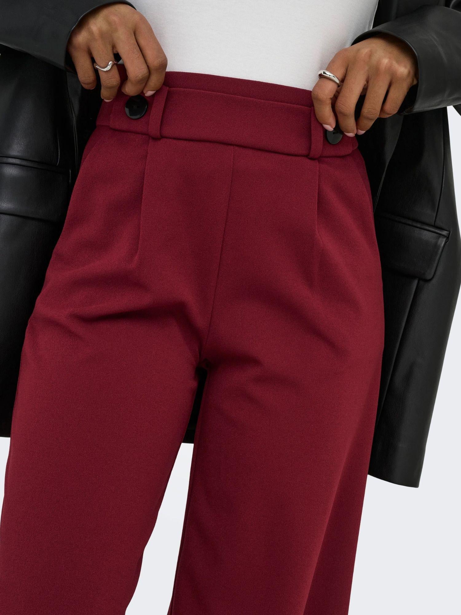 Jacqueline De Yong JDYGEGGO Wide Leg Fit Pantaloni a gamba larga Donna Cabernet 15208430 Cabernet BLACK BUTTONS JACQUELINE DE YONG