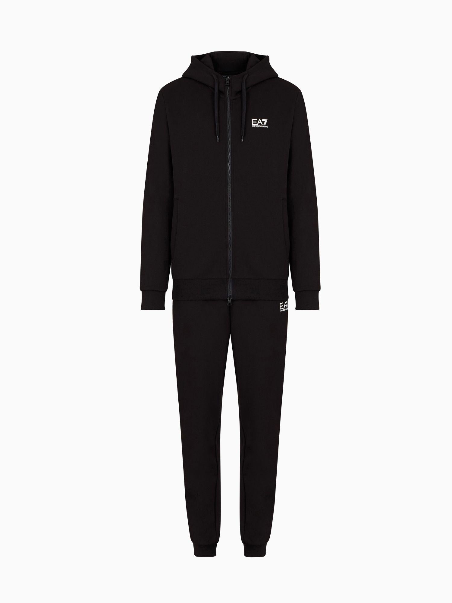 EA7 Emporio Armani Tuta con cappuccio Core Identity in misto cotone Uomo Nero 8NPV68 PJVTZ 1200 EA7 EMPORIO ARMANI