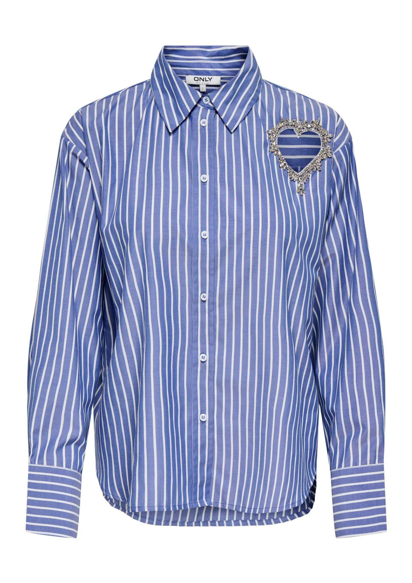 Only Camicia Donna Kaylen Bianca e azzurra 15360749 Serenity BRIGHT WHITE ONLY