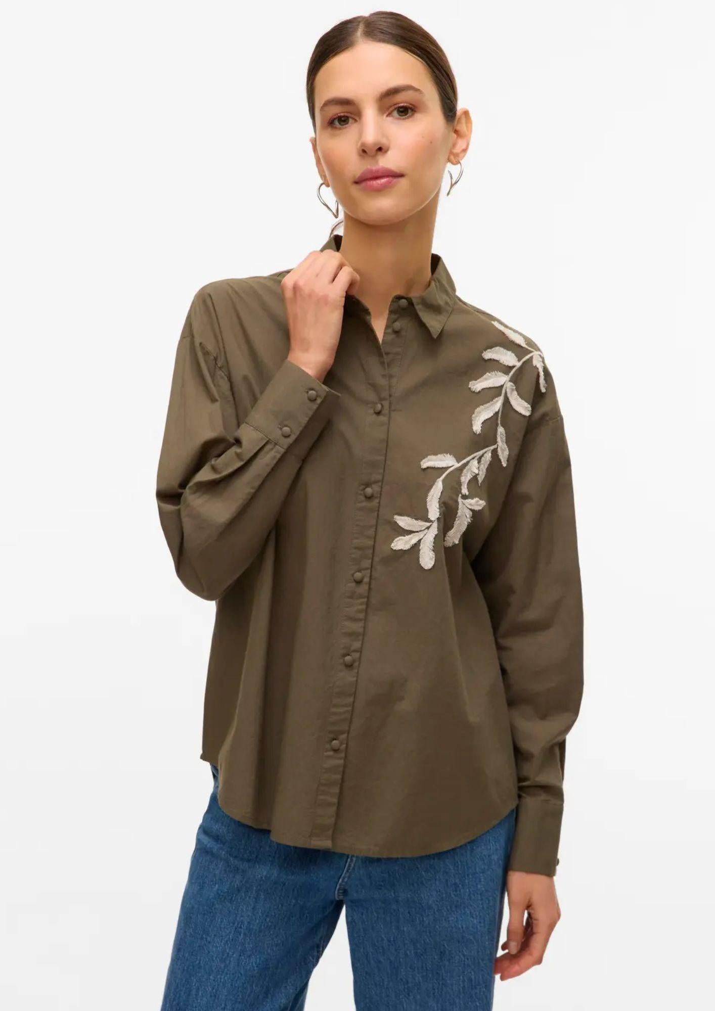 Vero Moda Camicia Donna Fern Grape Leaf Birch 10333342 Grape Leaf Birch emb. detail VERO MODA