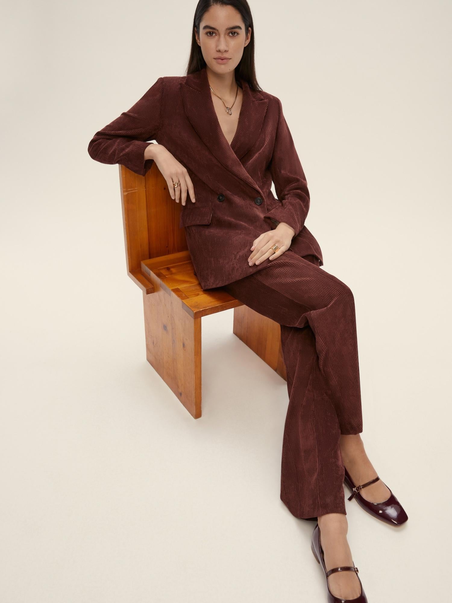 Emme Marella Pantalone dritto in velluto Destino Donna Bordeaux 2525136052200 004 EMME MARELLA