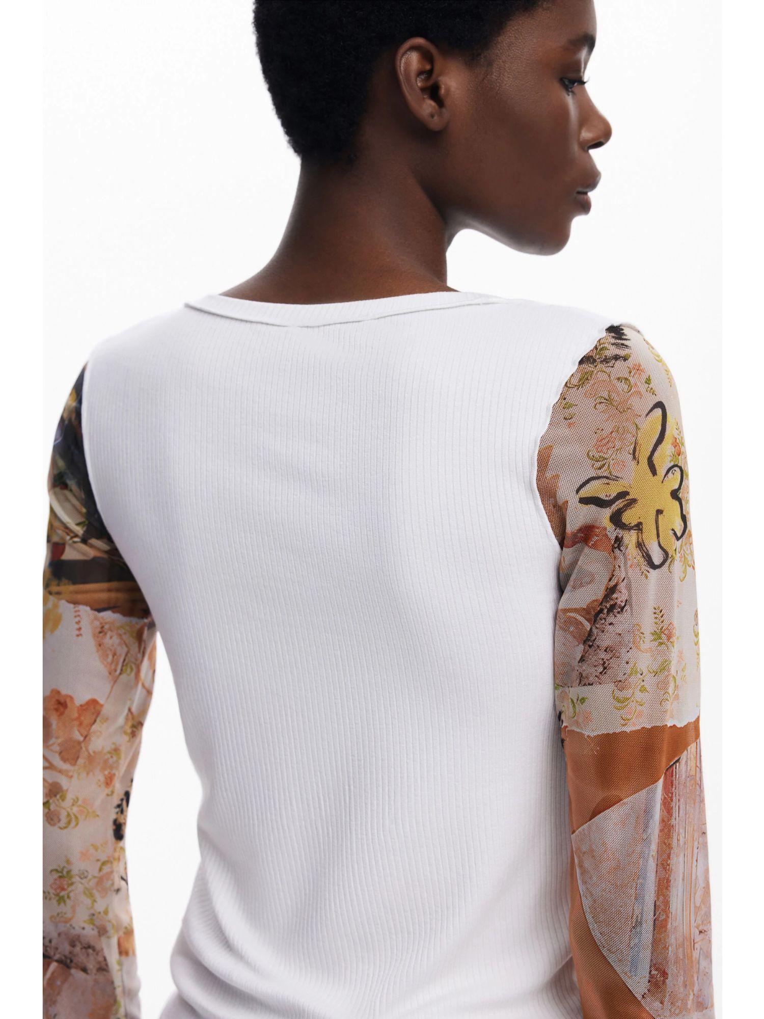 Desigual Maglietta con maniche in chiffon Donna Bianco 25WWTK31 1001 DESIGUAL