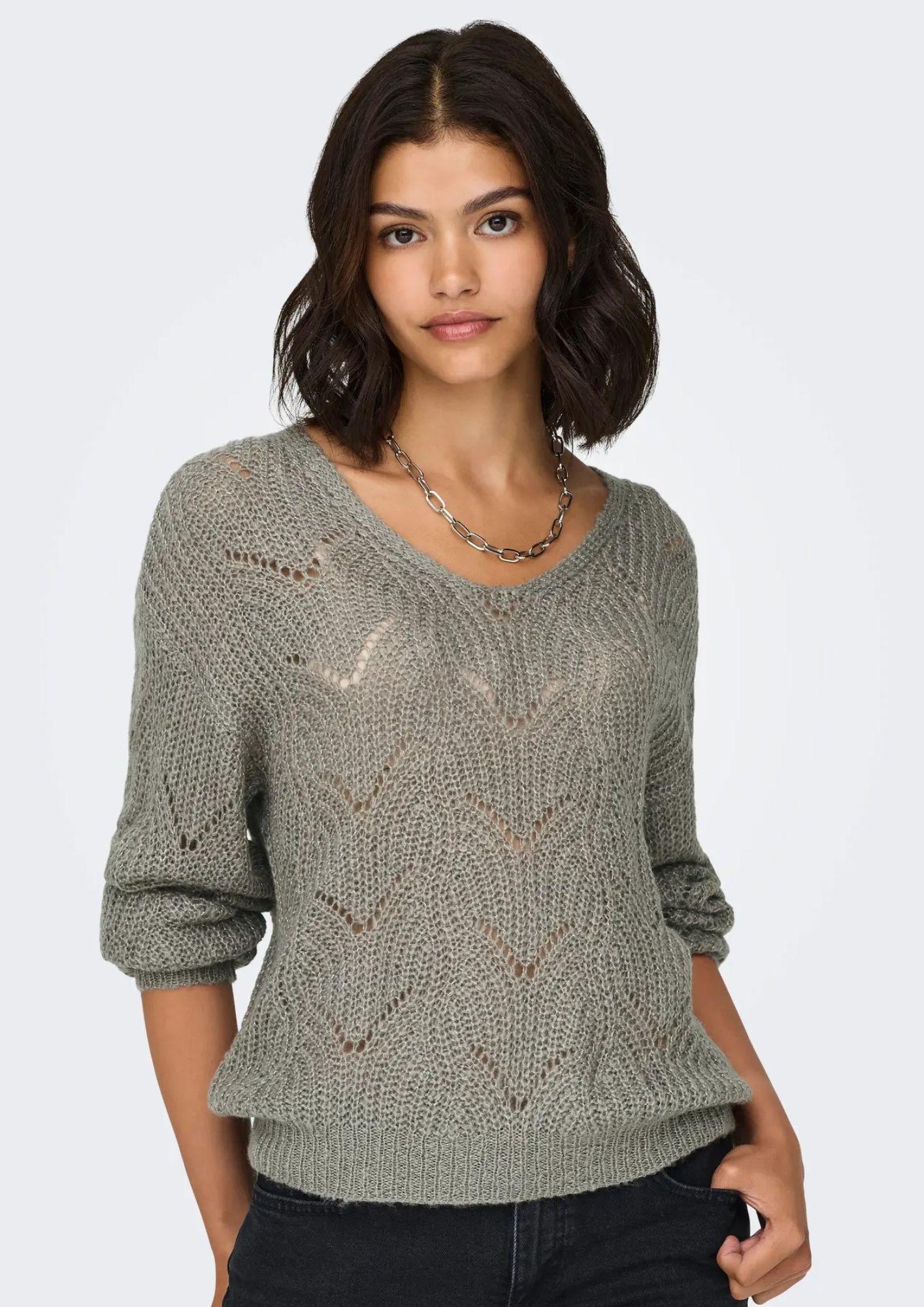 Jacqueline De Yong Maglia Donna Badut Argento 15302387 December Sky SILVER LUREX JACQUELINE DE YONG