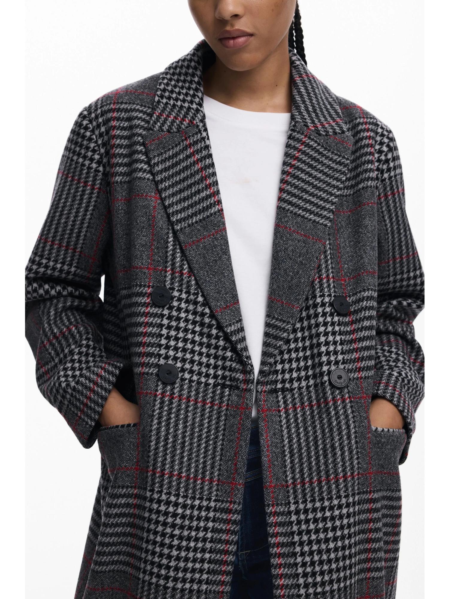 Desigual Cappotto tartan con cappuccio Donna Nero 25WWEW13 2007 DESIGUAL