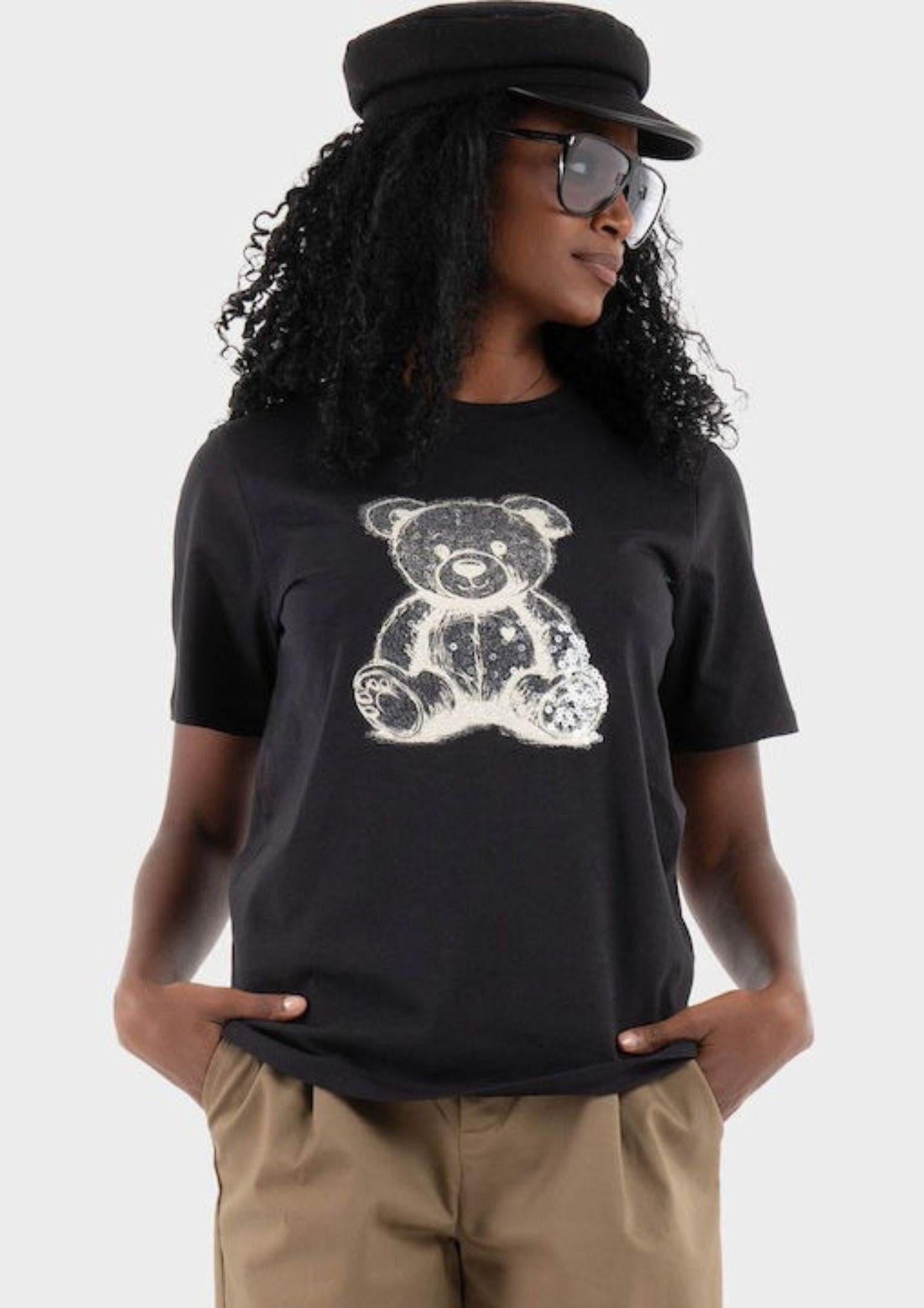 Jacqueline De Yong T-Shirt Donna Bibbi Nera 15356686 Black TEDDYBEAR JACQUELINE DE YONG