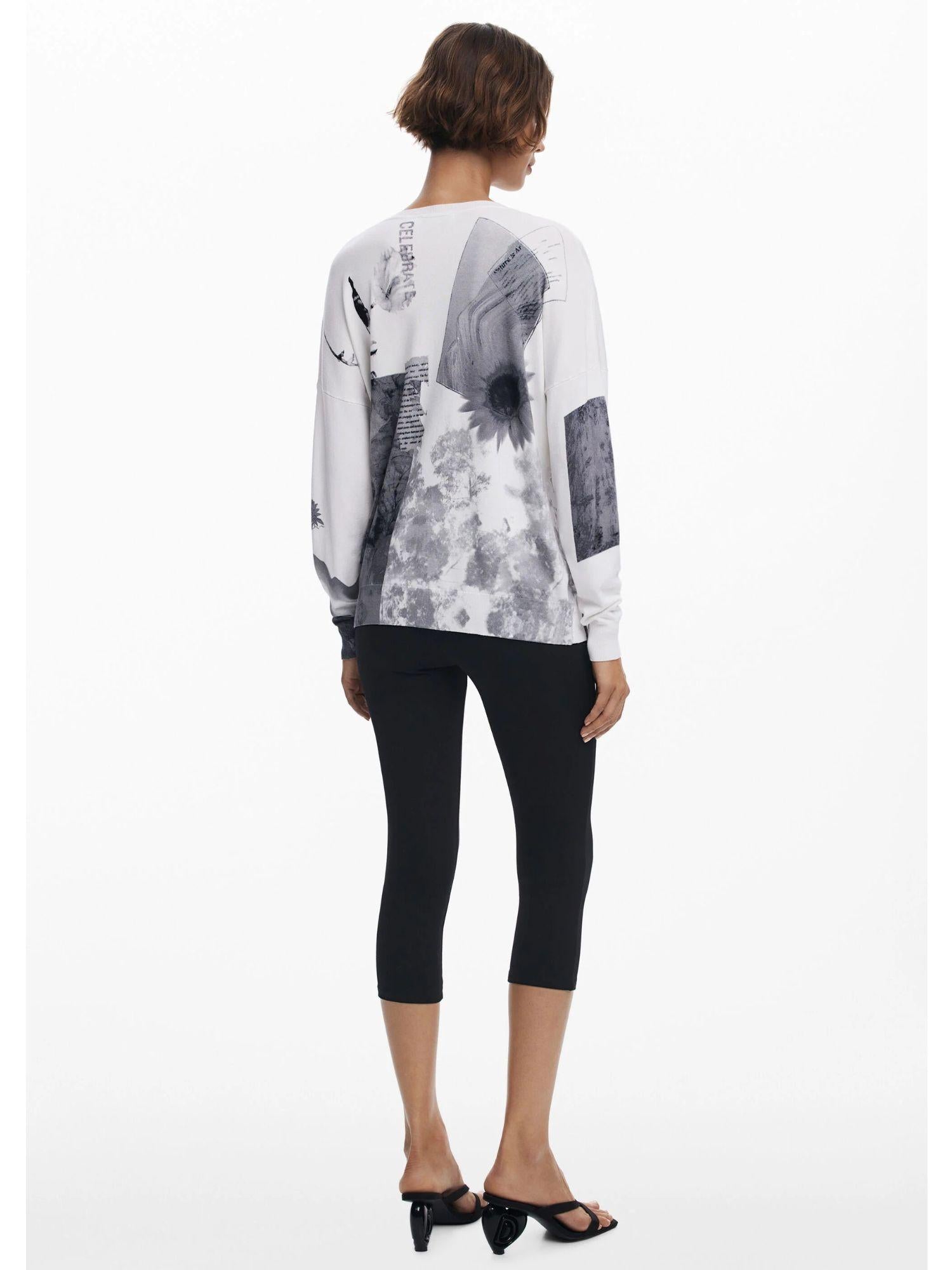 Desigual Maglione sottile collage Donna Bianco 25WWJF15 1000 DESIGUAL