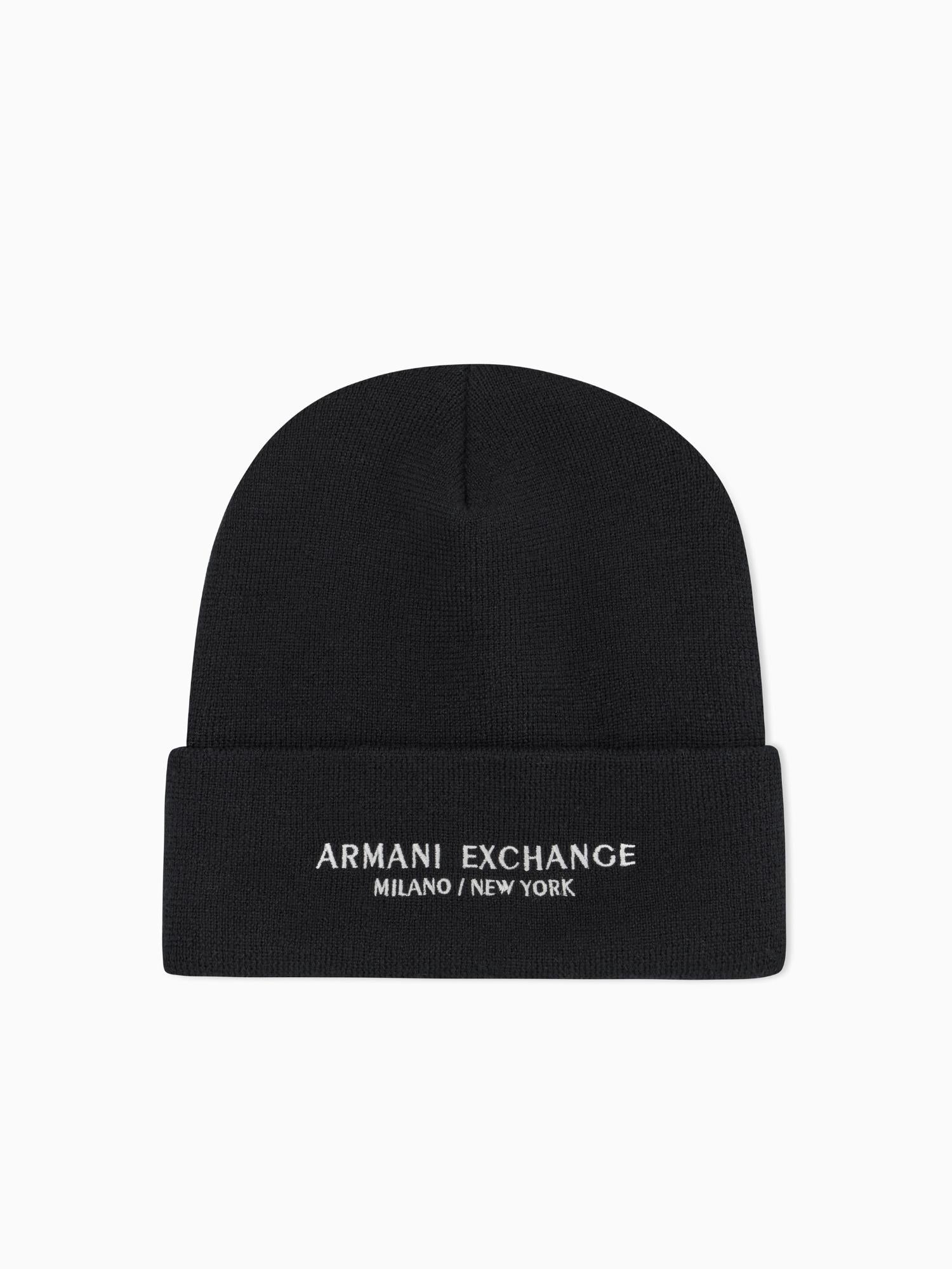 Armani Exchange Cappello Uomo Beanie Milano New York Nero XM001637 AF16950 UC001 ARMANI EXCHANGE