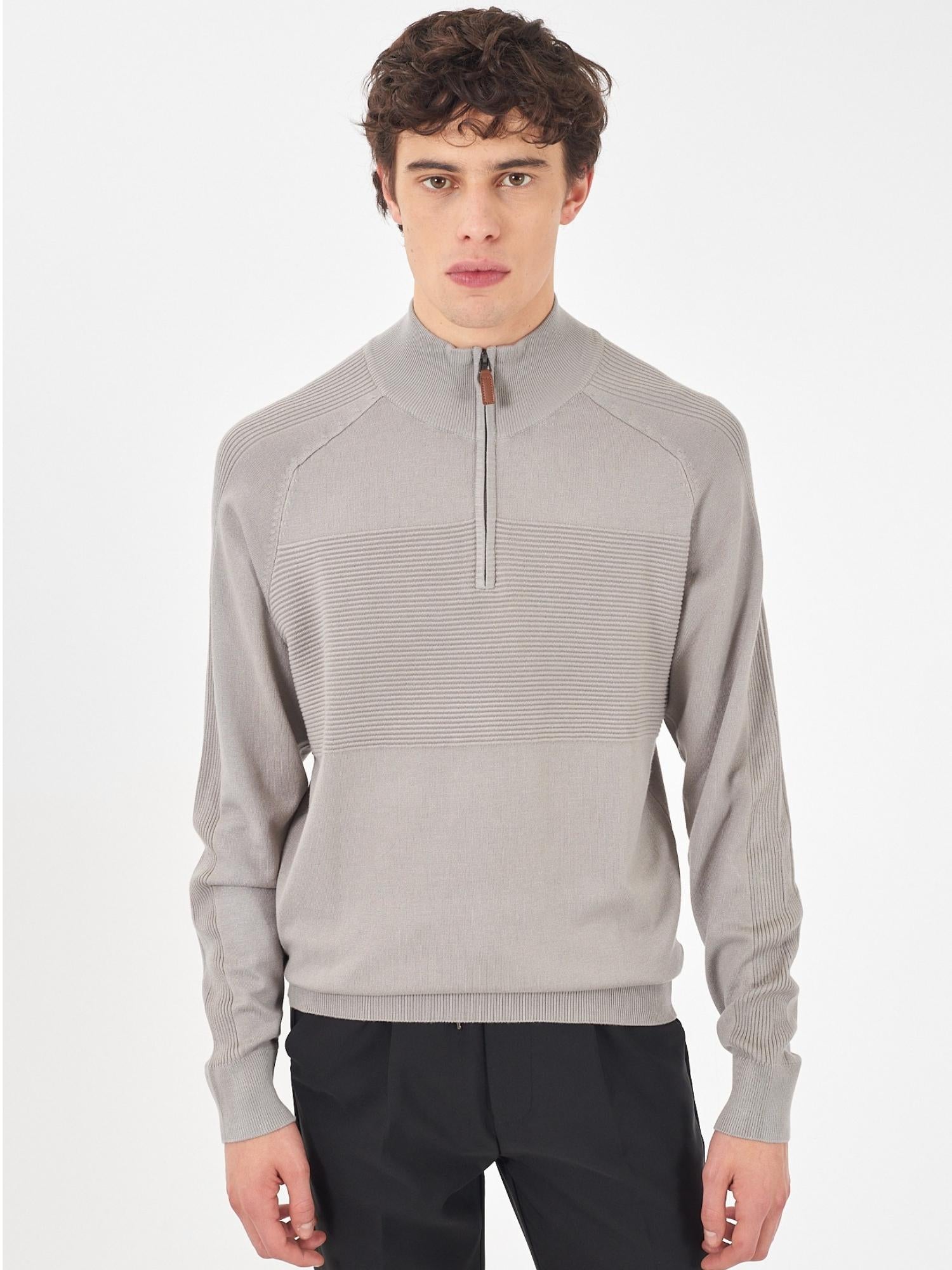 Yes Zee Maglia Lupetto con mezza zip Uomo Grigio chiaro M858 ML00 0846 YES ZEE