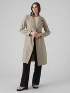 Vero Moda Cappotto Donna Fortuneaya Beige 10278330 Silver Mink MELANGE VERO MODA