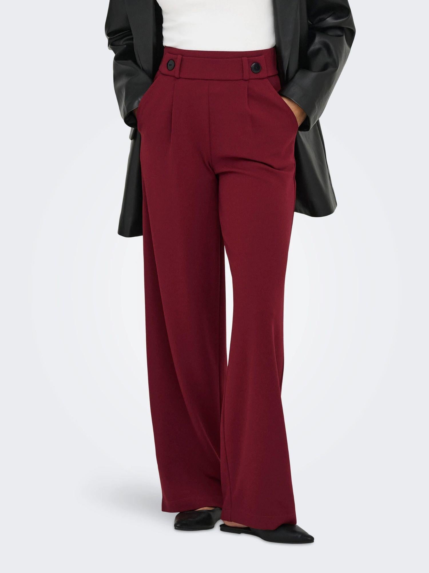 Jacqueline De Yong JDYGEGGO Wide Leg Fit Pantaloni a gamba larga Donna Cabernet 15208430 Cabernet BLACK BUTTONS JACQUELINE DE YONG
