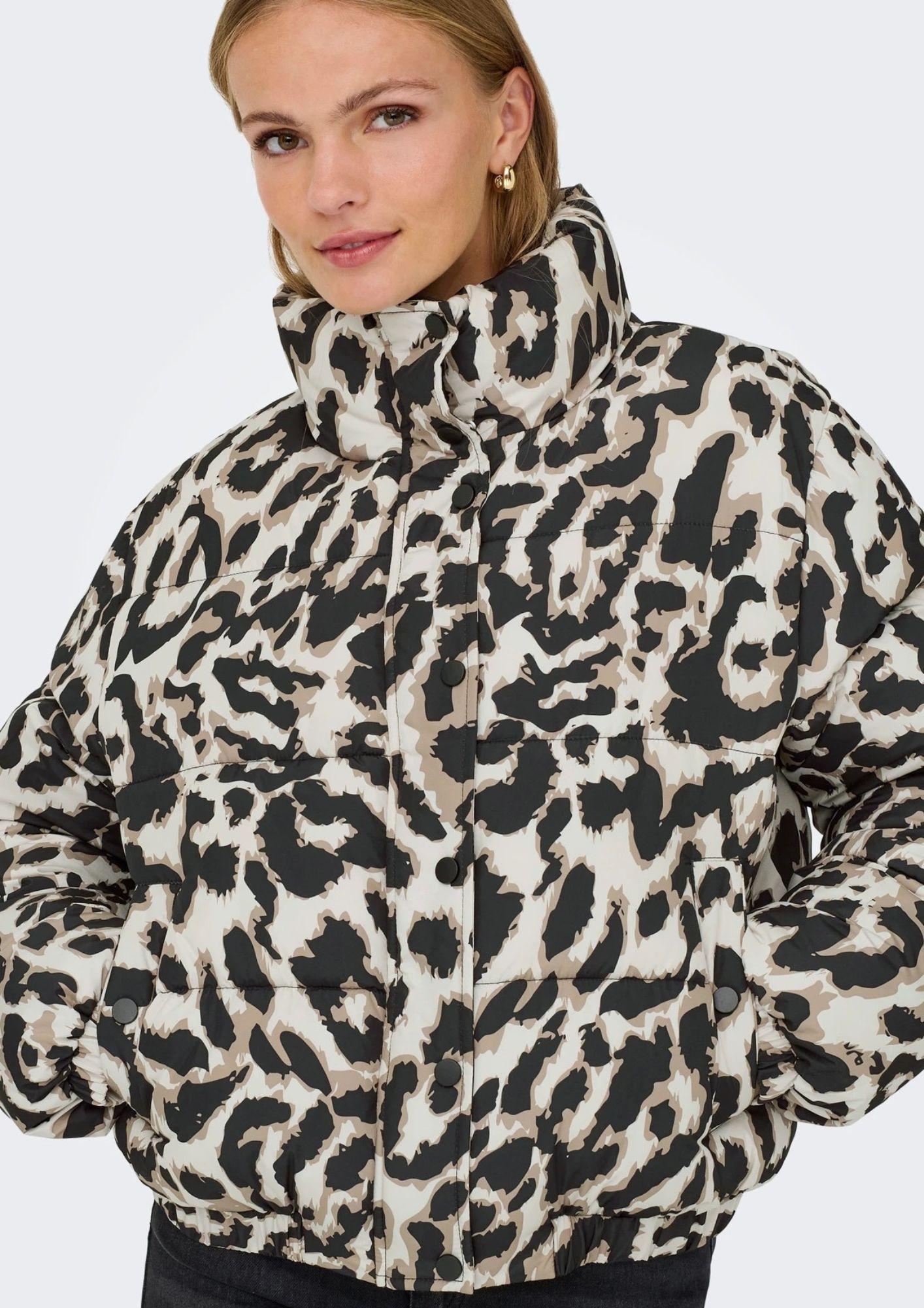 Jacqueline De Yong Giacca Invernale Donna Moon Beige Animalier 15353988 Moonbeam TIGERS EYE-BLACK LEO JACQUELINE DE YONG