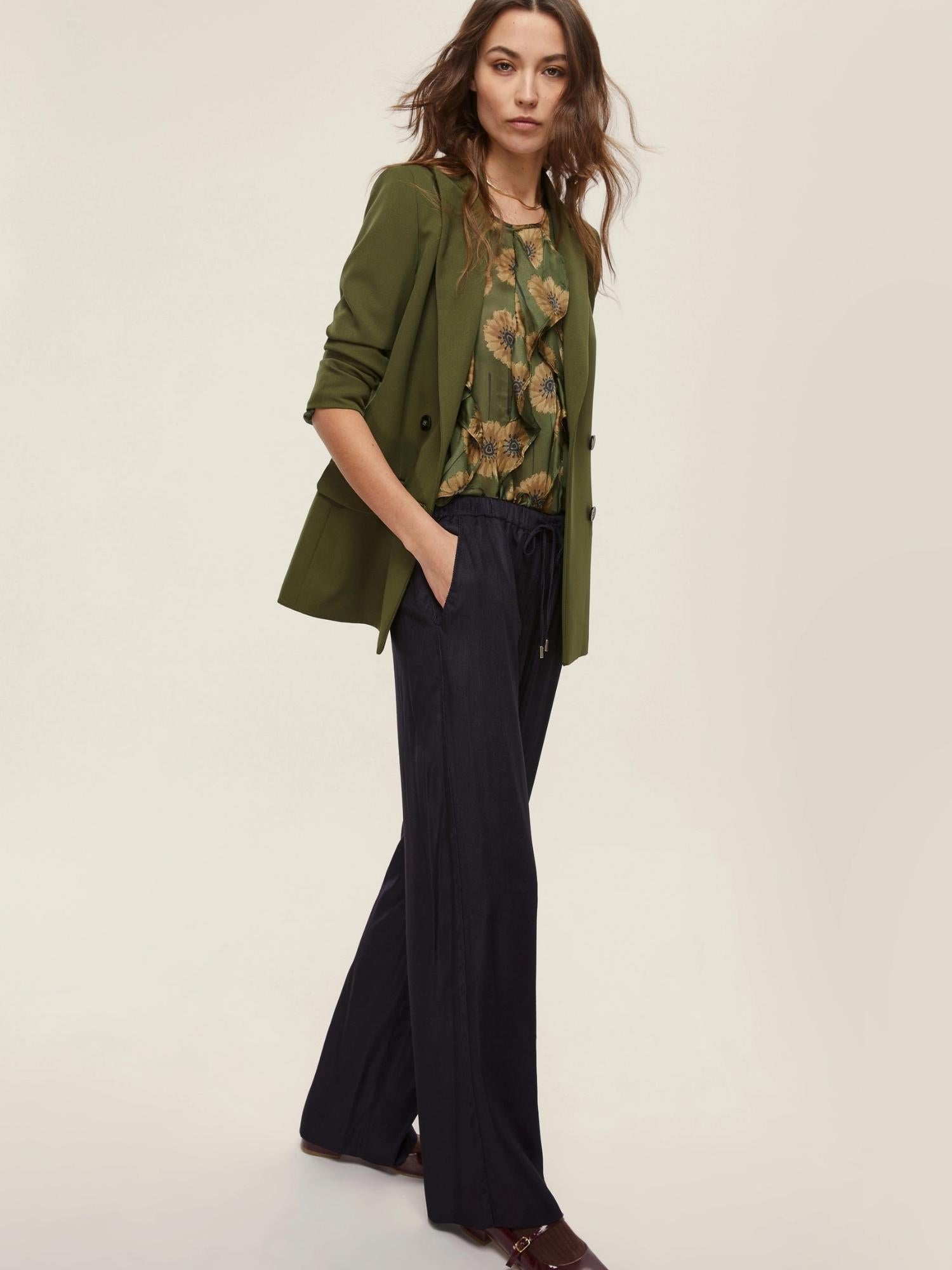 Emme Marella Pantalone in velluto a coste Isotta Donna Blu 2525136121200 005 EMME MARELLA