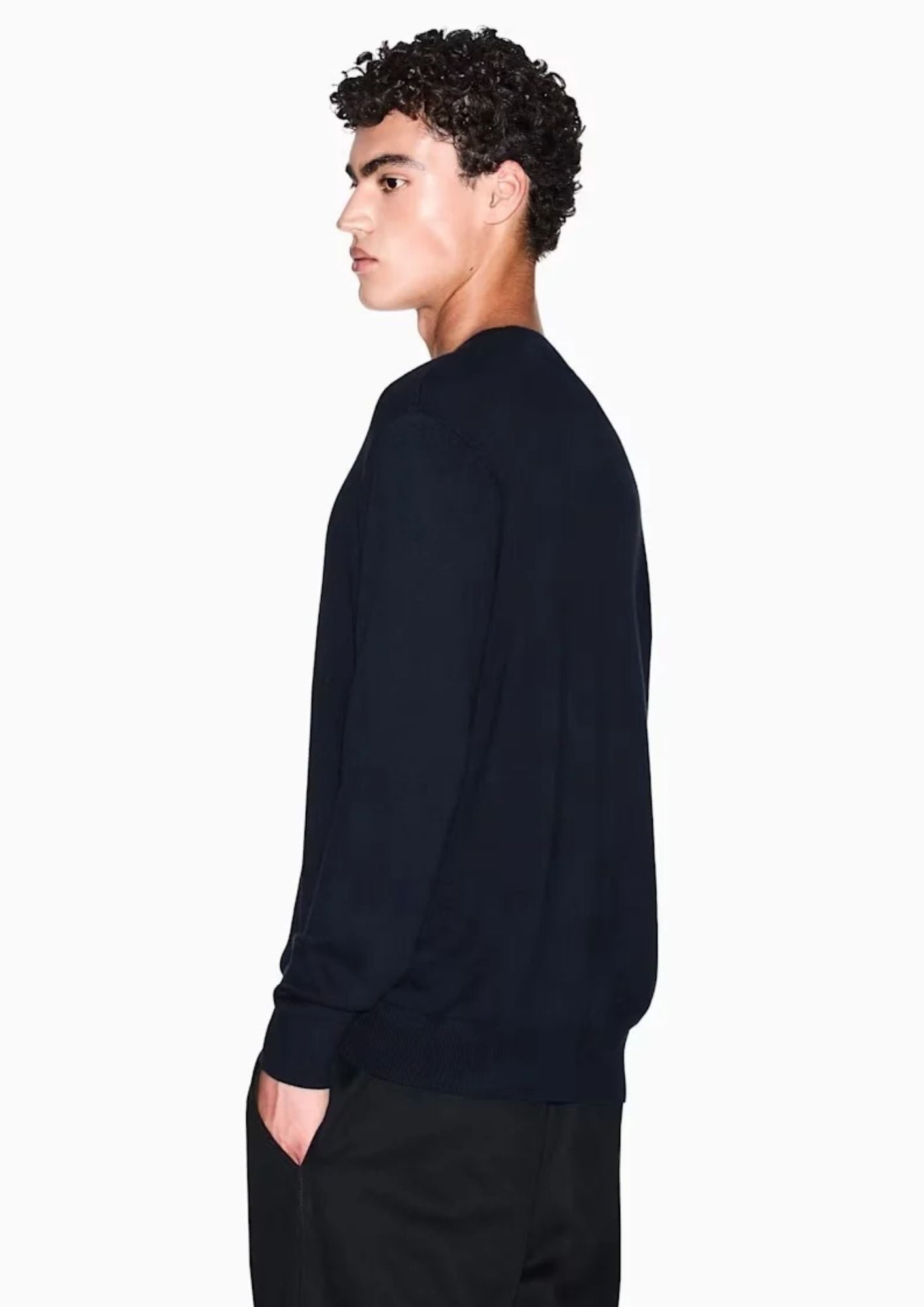 Maglione girocollo con logo in cotone viscosa e seta Icon Blu Navy Scuro XM000338 AF12291 UB101 ARMANI EXCHANGE 