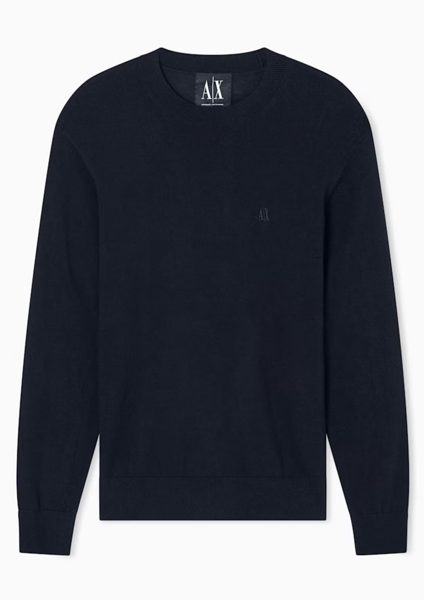 Maglione girocollo con logo in cotone viscosa e seta Icon Blu Navy Scuro XM000338 AF12291 UB101 ARMANI EXCHANGE 