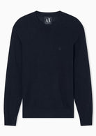 Maglione girocollo con logo in cotone viscosa e seta Icon Blu Navy Scuro XM000338 AF12291 UB101 ARMANI EXCHANGE 