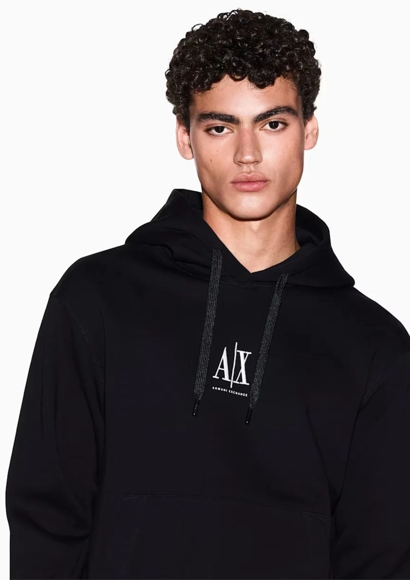 Felpa con cappuccio e tasca a marsupio con logo Icon Nera XM000369 AF10818 UC001 ARMANI EXCHANGE 