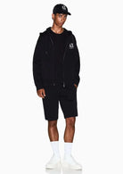 Felpa fullzip con cappuccio e logo in cotone stretch Icon Nera XM000371 AF10818 UC001 ARMANI EXCHANGE 