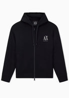 Felpa fullzip con cappuccio e logo in cotone stretch Icon Nera XM000371 AF10818 UC001 ARMANI EXCHANGE 
