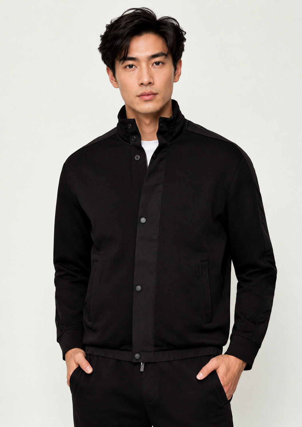Felpa uoimo con chiusura a zip e bottoni Nera XM001011 AF10818 UC001 ARMANI EXCHANGE 
