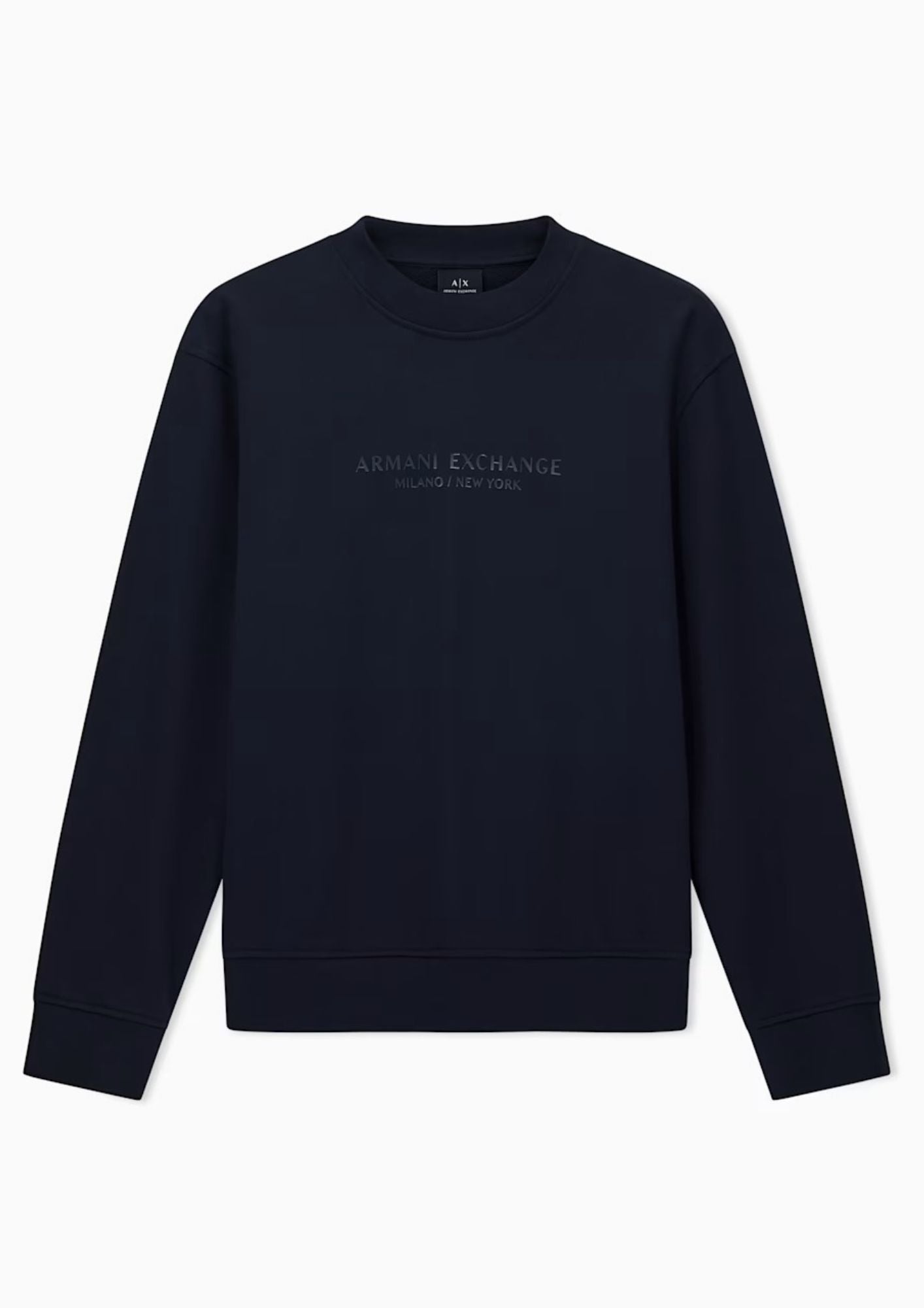 Felpa tinta unita girocollo in cotone con stampa Blu Navy XM001284 AF20934 UB101 ARMANI EXCHANGE 