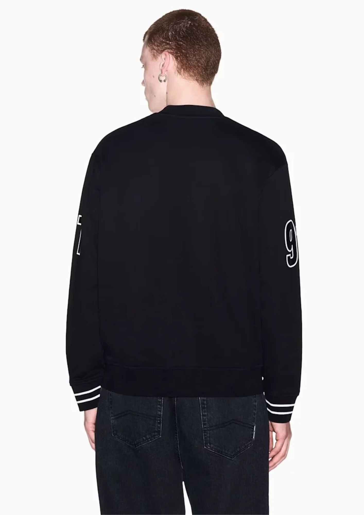 Felpa vestibilità regular in tessuto french terry di cotone Nera XM002799 AF20934 UC001 ARMANI EXCHANGE 