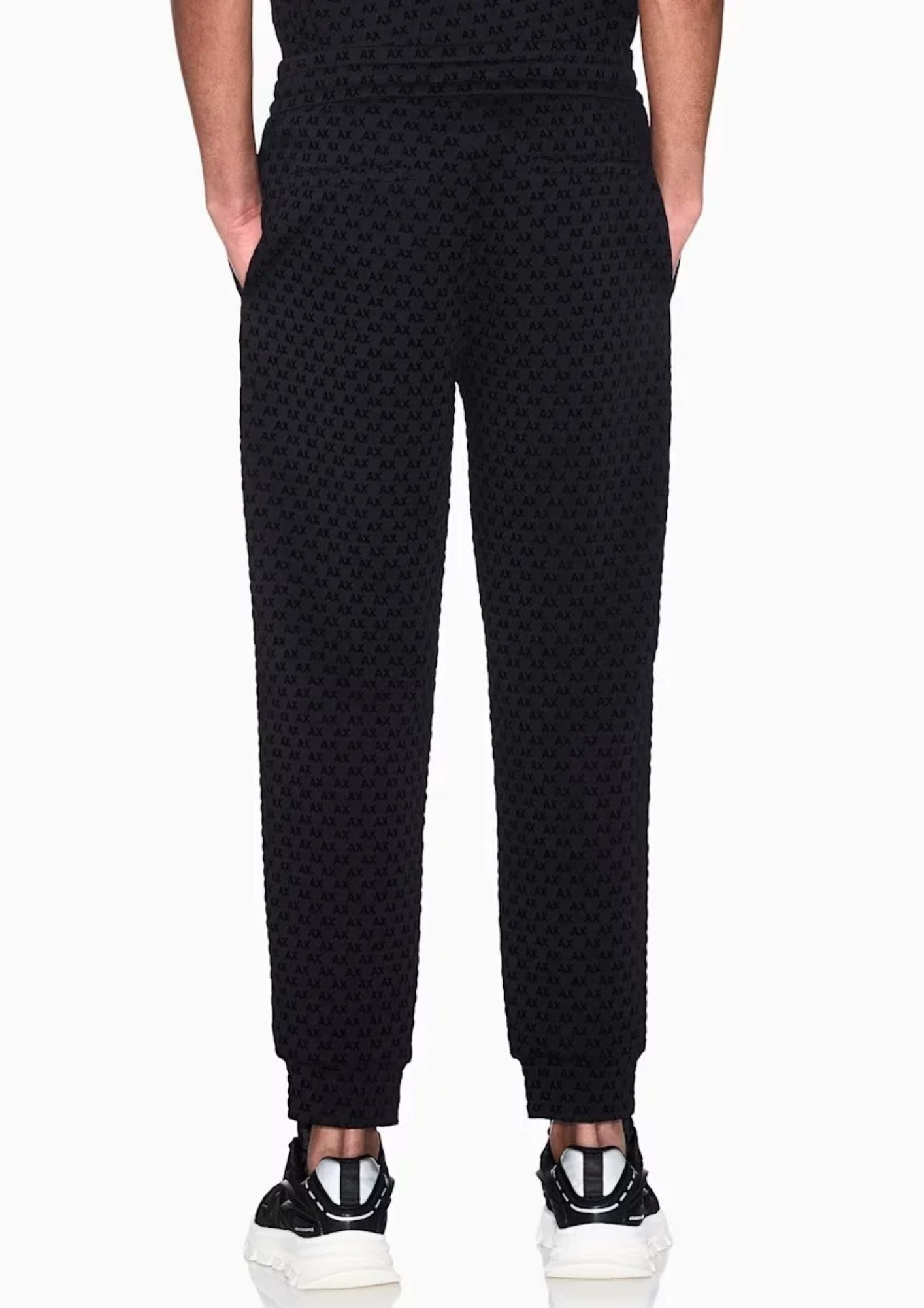 Pantaloni joggers in jersey con logo all over Nero XM002904 AF10818 UC001 ARMANI EXCHANGE 