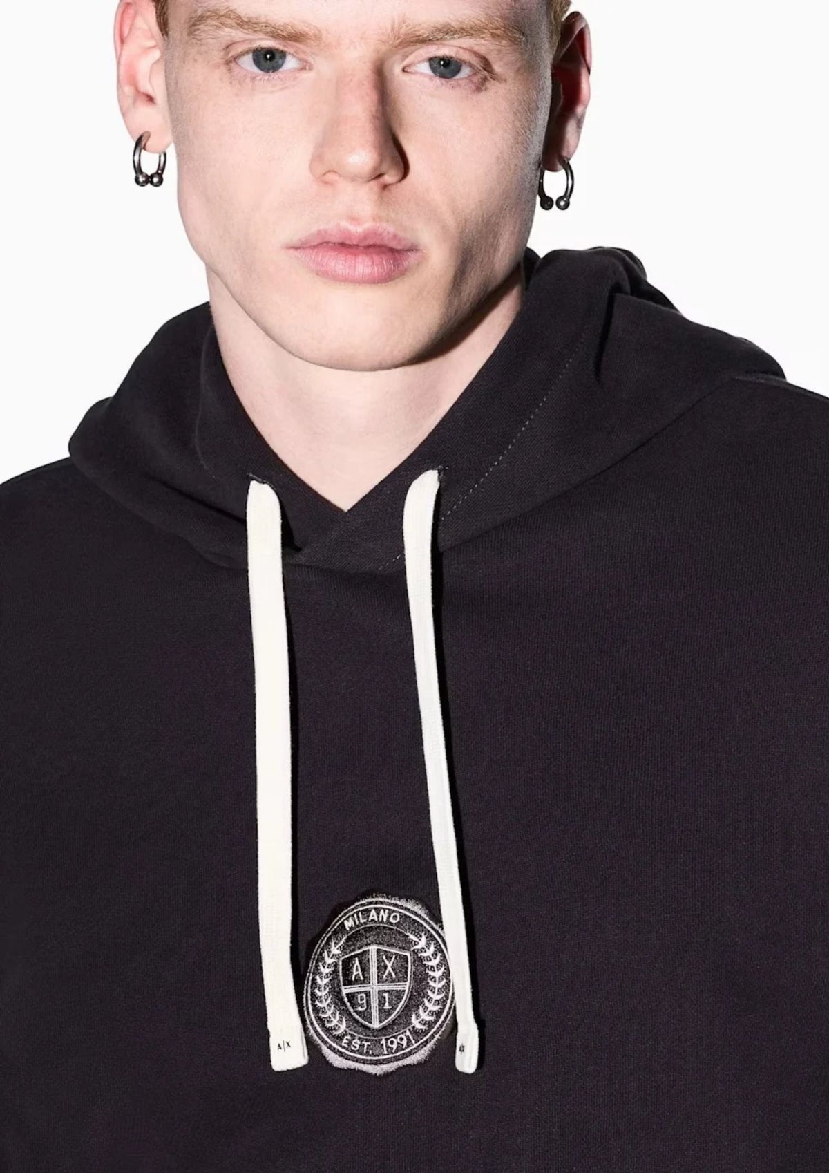 Felpa Crossover in cotone con cappuccio e logo Grigia XM002912 AF26047 U8128 ARMANI EXCHANGE 
