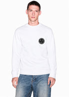 Felpa girocollo in piquet stretch con patch logo circolare Bianca XM002929 AF16222 U0007 ARMANI EXCHANGE 