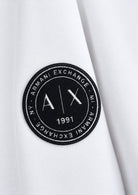 Felpa girocollo in piquet stretch con patch logo circolare Bianca XM002929 AF16222 U0007 ARMANI EXCHANGE 