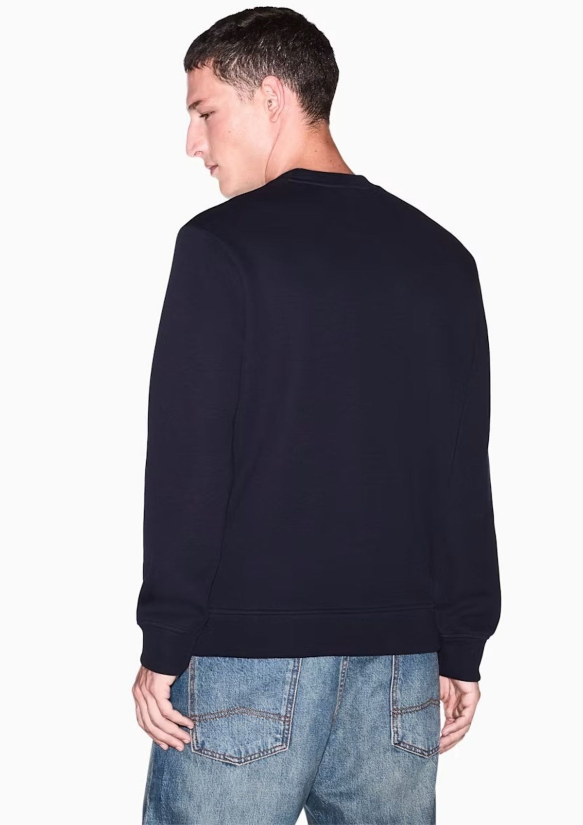 Felpa girocollo in piquet stretch con patch logo circolare Deep Navy XM002929 AF16222 UB101 ARMANI EXCHANGE 