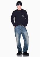 Felpa girocollo in piquet stretch con patch logo circolare Deep Navy XM002929 AF16222 UB101 ARMANI EXCHANGE 