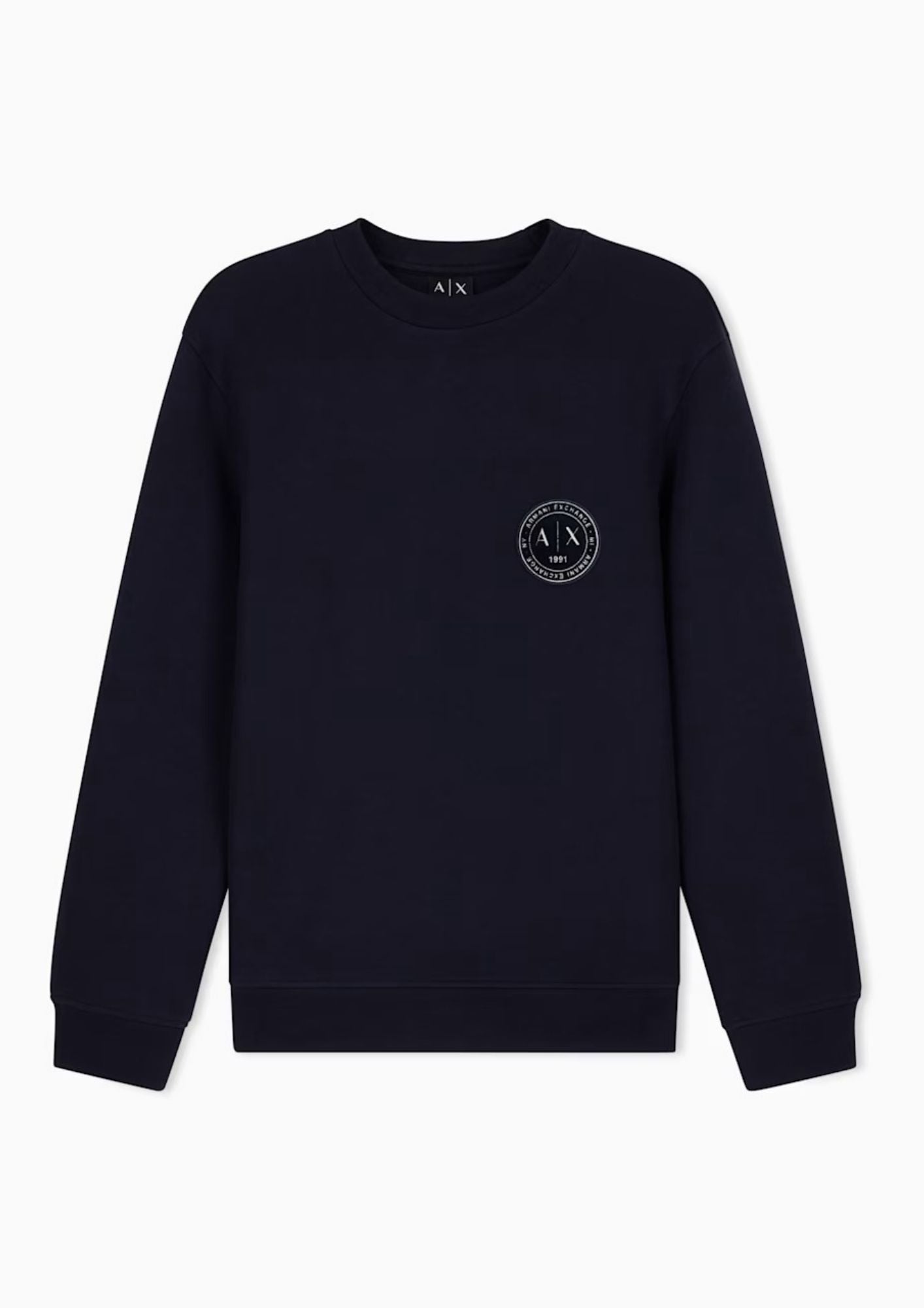 Felpa girocollo in piquet stretch con patch logo circolare Deep Navy XM002929 AF16222 UB101 ARMANI EXCHANGE 