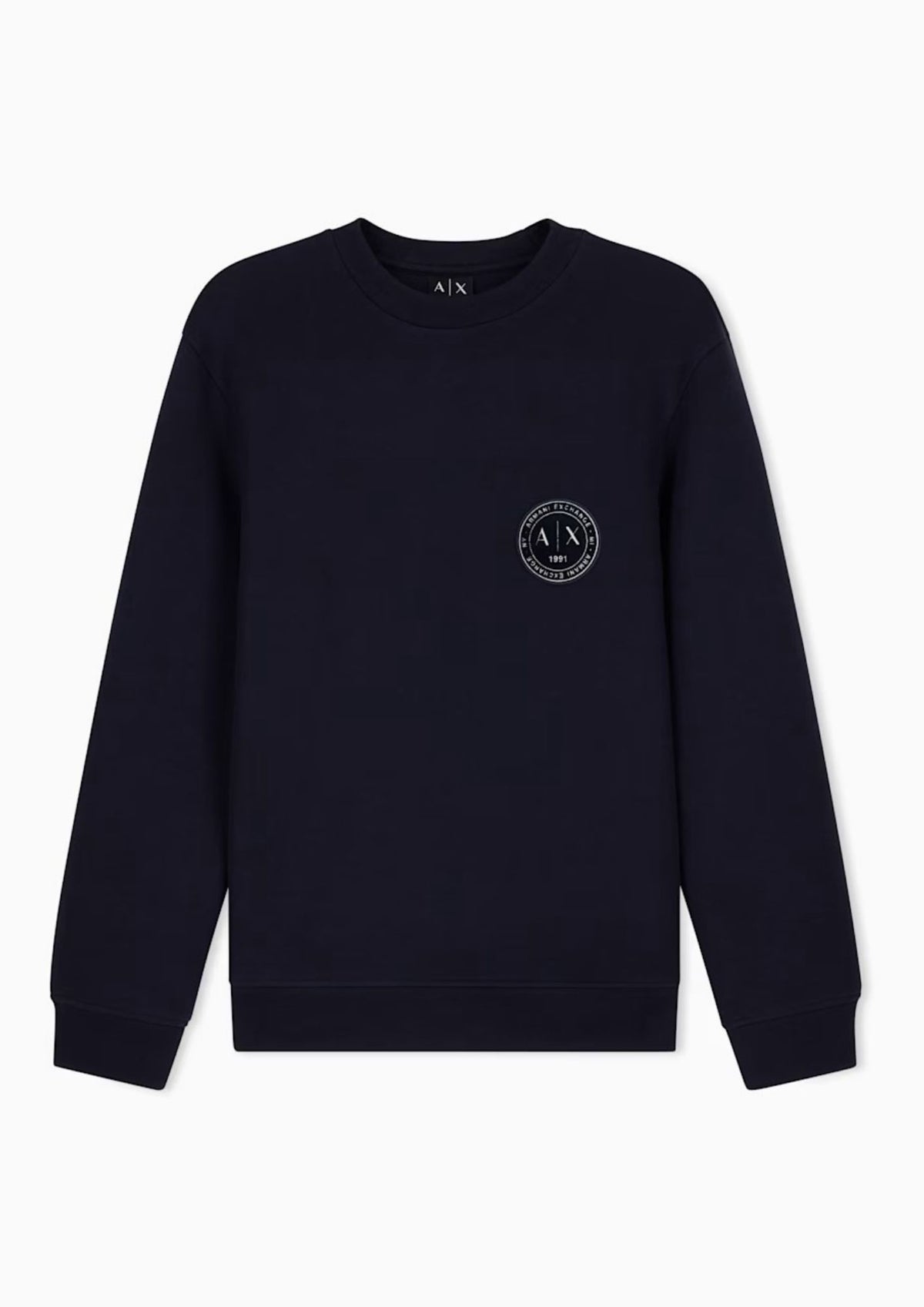 Felpa girocollo in piquet stretch con patch logo circolare Deep Navy XM002929 AF16222 UB101 ARMANI EXCHANGE 