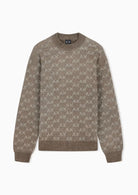Pullover girocollo con logo all over e bordi a costine Beige Falcon XM002992 AF16916 F6236 ARMANI EXCHANGE 