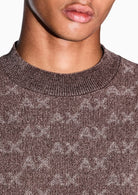 Pullover girocollo con logo all over e bordi a costine Beige Falcon XM002992 AF16916 F6236 ARMANI EXCHANGE 