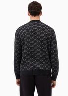 Pullover girocollo con logo all over e bordi a costine Nero XM002992 AF16916 FC356 ARMANI EXCHANGE 