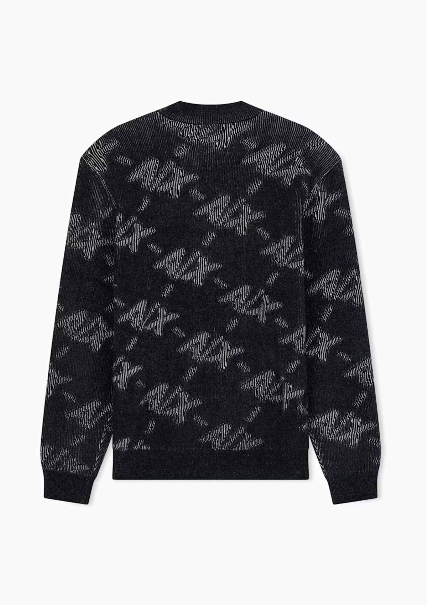 Pullover girocollo con logo all over e bordi a costine Nero XM002992 AF16916 FC357 ARMANI EXCHANGE 