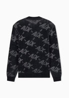 Pullover girocollo con logo all over e bordi a costine Nero XM002992 AF16916 FC357 ARMANI EXCHANGE 