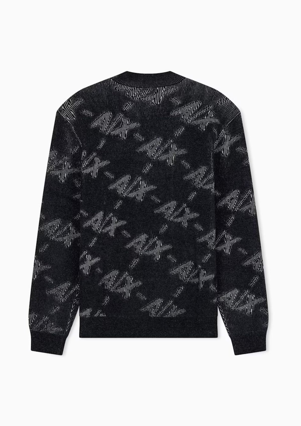 Pullover girocollo con logo all over e bordi a costine Nero XM002992 AF16916 FC357 ARMANI EXCHANGE 