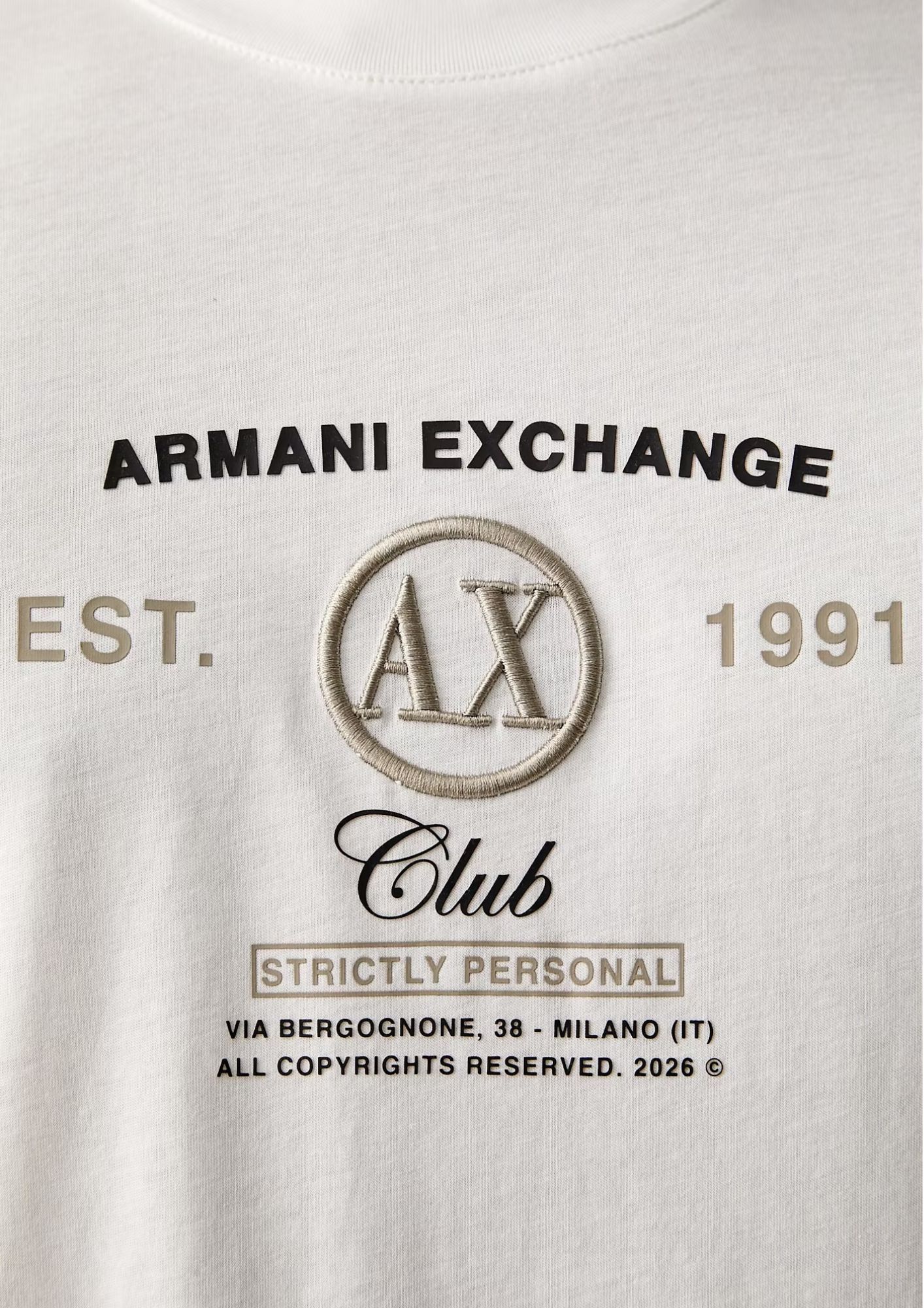 T-shirt vestibilità regular in jersey di cotone Bianca XM003067 AF10358 U0009 ARMANI EXCHANGE 
