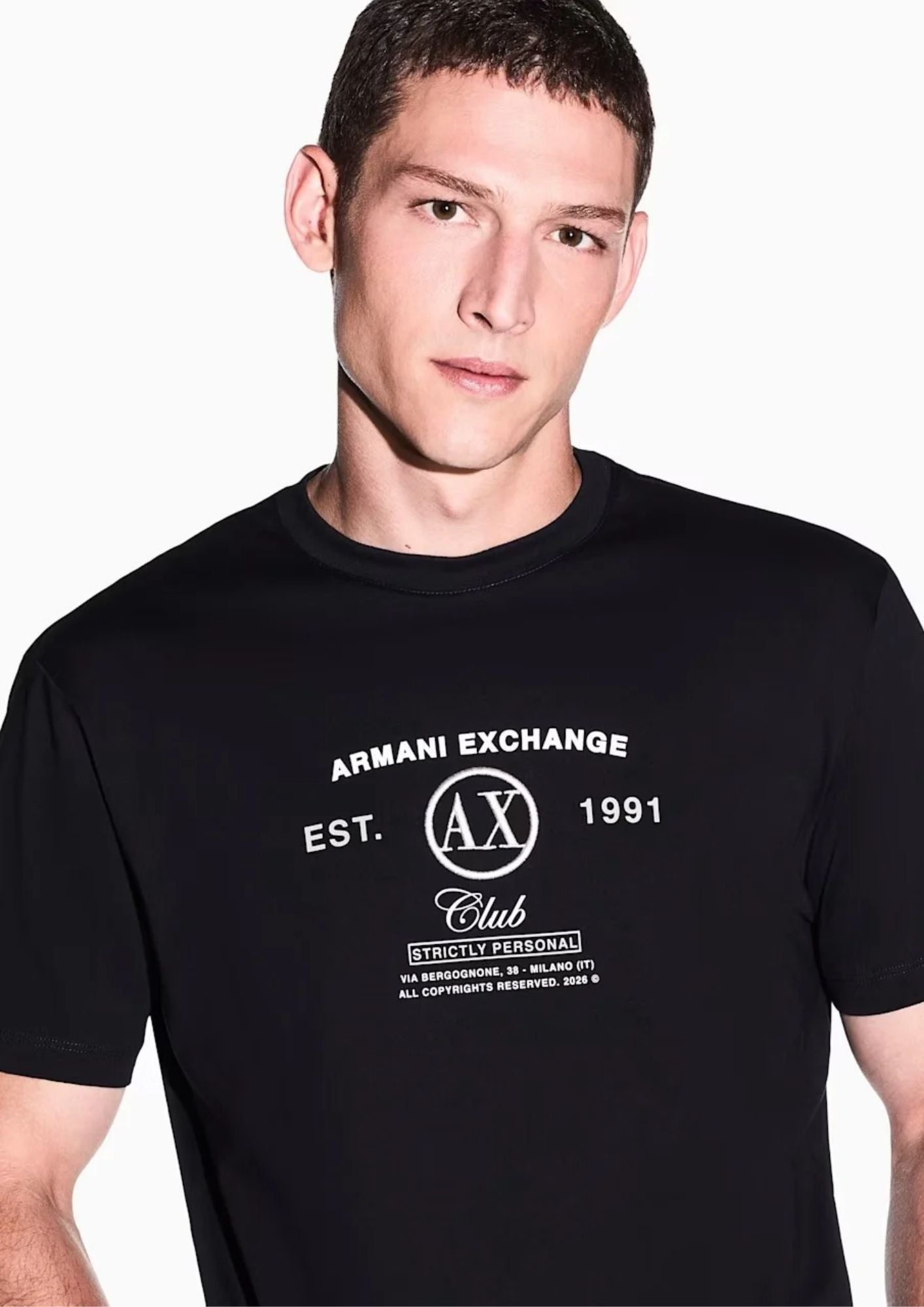 T-shirt vestibilità regular in jersey di cotone Nera XM003067 AF10358 UC001 ARMANI EXCHANGE 