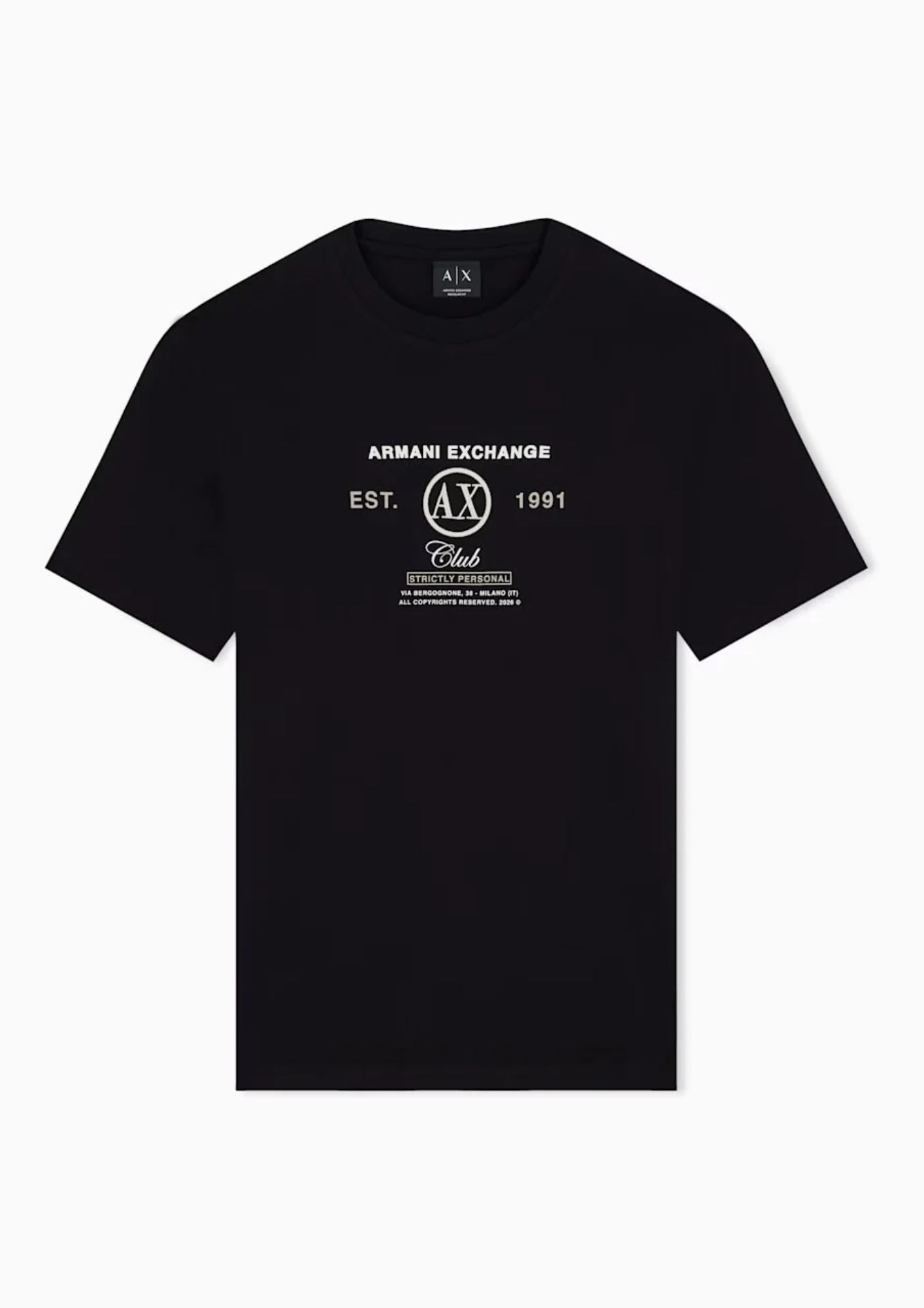 T-shirt vestibilità regular in jersey di cotone Nera XM003067 AF10358 UC001 ARMANI EXCHANGE 
