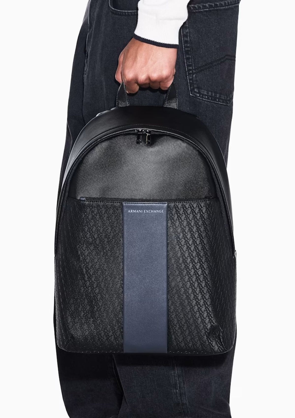 Zaino con banda a contrasto con logo e tasca frontale Nero Acciaio XM003173 AF26691 MC028 ARMANI EXCHANGE 