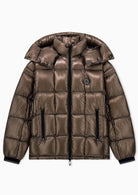 Piumino lucido con cappuccio e imbottitura in piuma d'anatra Falcon XM003344 AF23755 U6125 ARMANI EXCHANGE 