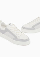 Sneakers in pelle con inserti in camoscio e motivo logo Bianche XM003388 AF27475 U0003 ARMANI EXCHANGE 